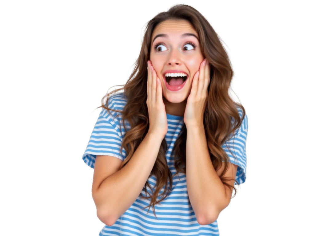 vecteezy a woman is surprised and holding her hands to her face 52509312